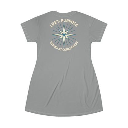 "Life's Purpose Begins at Conception #01", T-Shirt Dress (Techile)