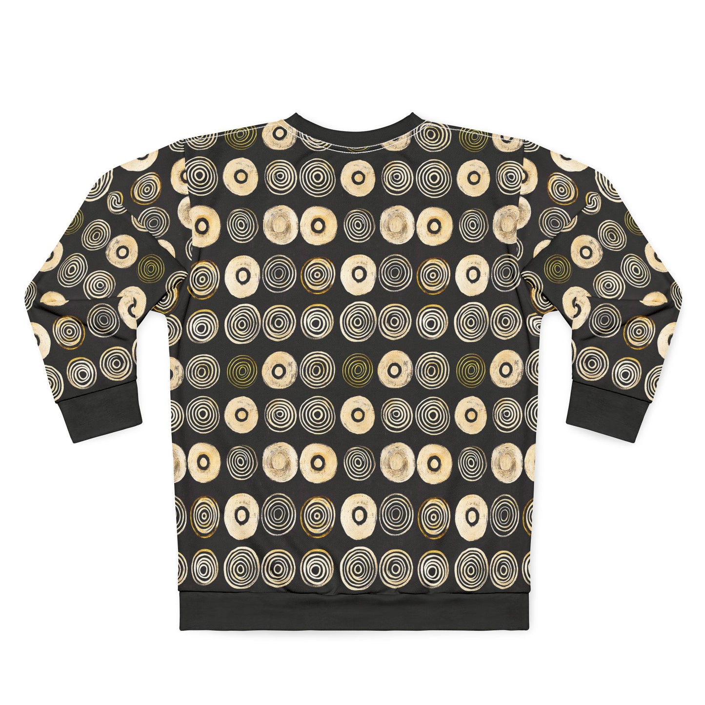 "Punk Polka", Wearable Pattern Art Unisex Sweatshirt (Plain Black Cuffs)