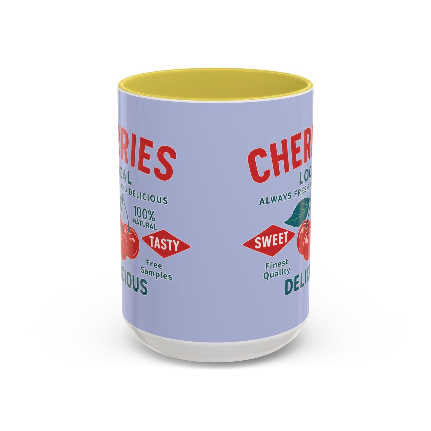 "Delicious Cherries", Colorful Mugs (11oz, 15oz) (Retro Periwinkle)