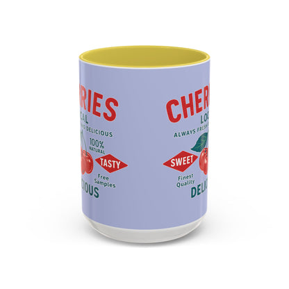 "Delicious Cherries", Colorful Mugs (11oz, 15oz) (Retro Periwinkle)