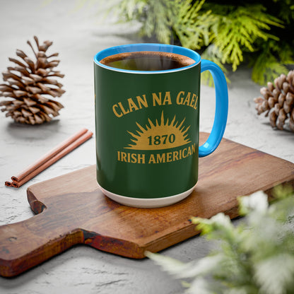 "Clan na Gael - Irish American", Colorful Mugs (11oz, 15oz) (Brithemain Green)