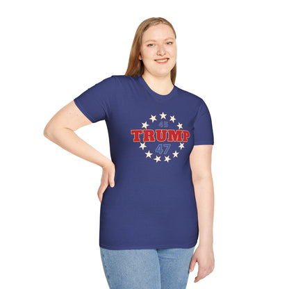 "Trump 45-47 Circle of Stars", Unisex Softstyle T-Shirt