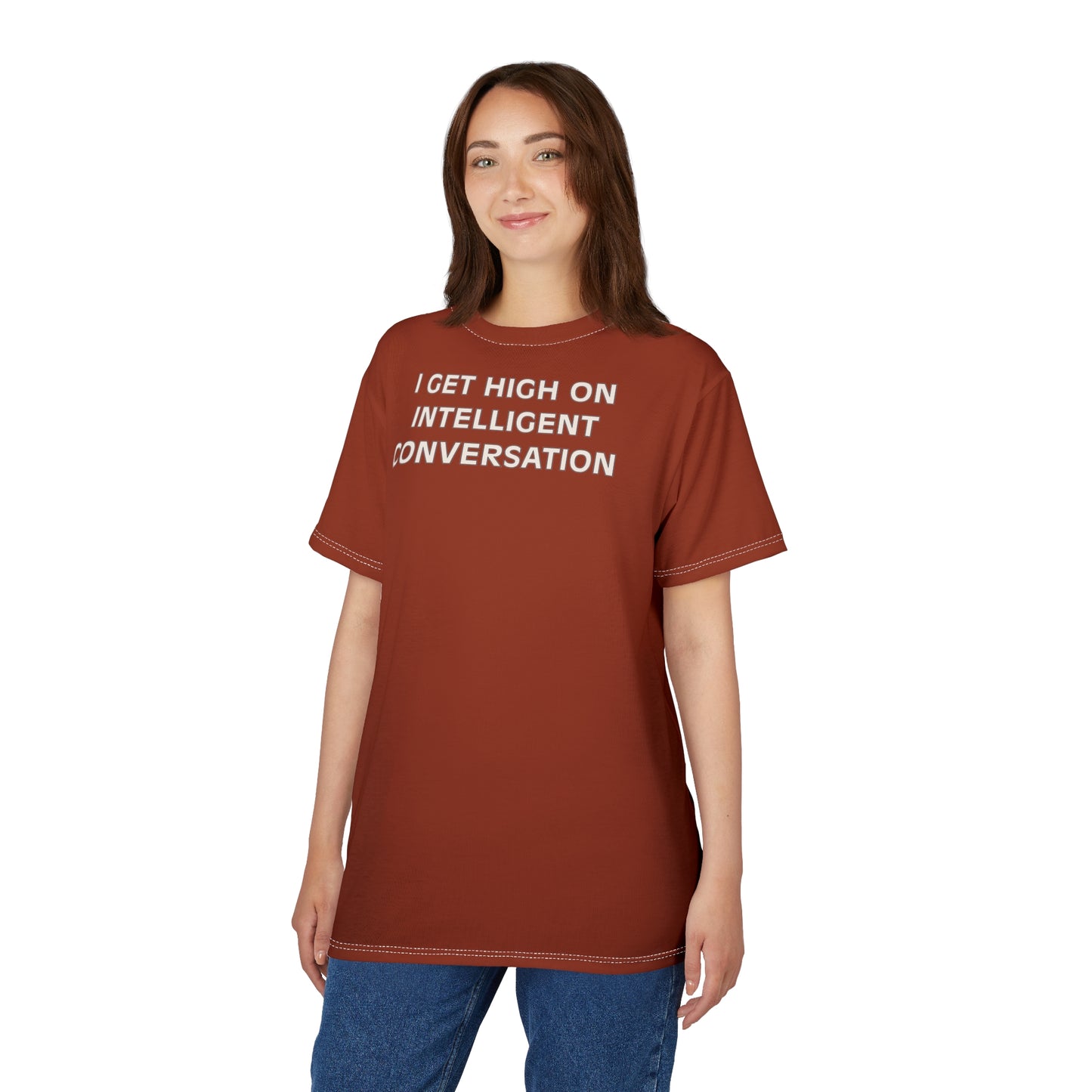 "Intelligent Conversation", Unisex T-shirt (Chocolate Lust)