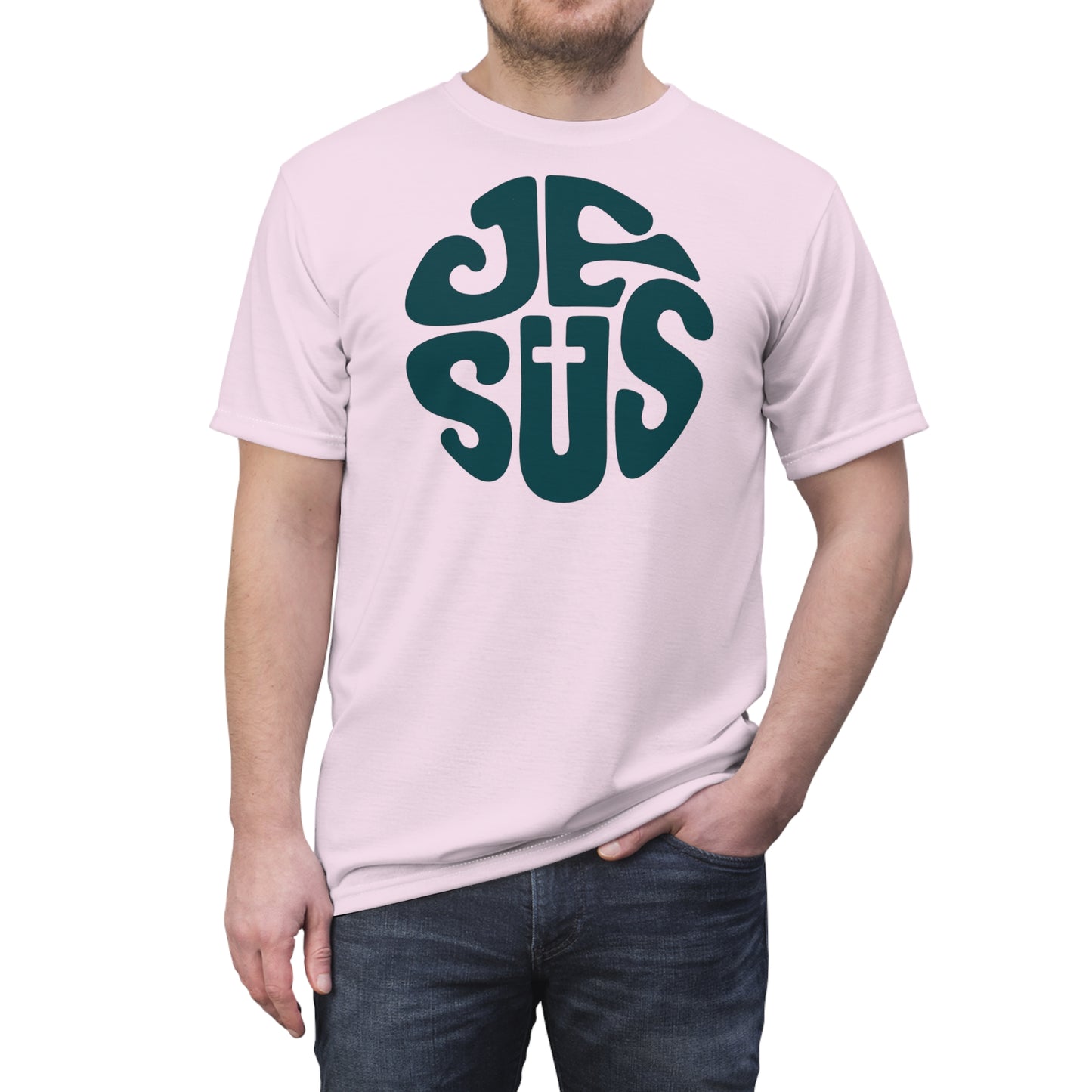 "Retro Jesus", Unisex T-shirt (Cherry Pearl)