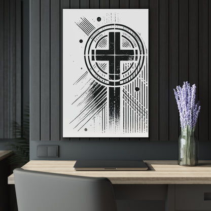 "Abstract High Cross" Acrylic Wall Prints (French Cleat Hanging) (Linen White)