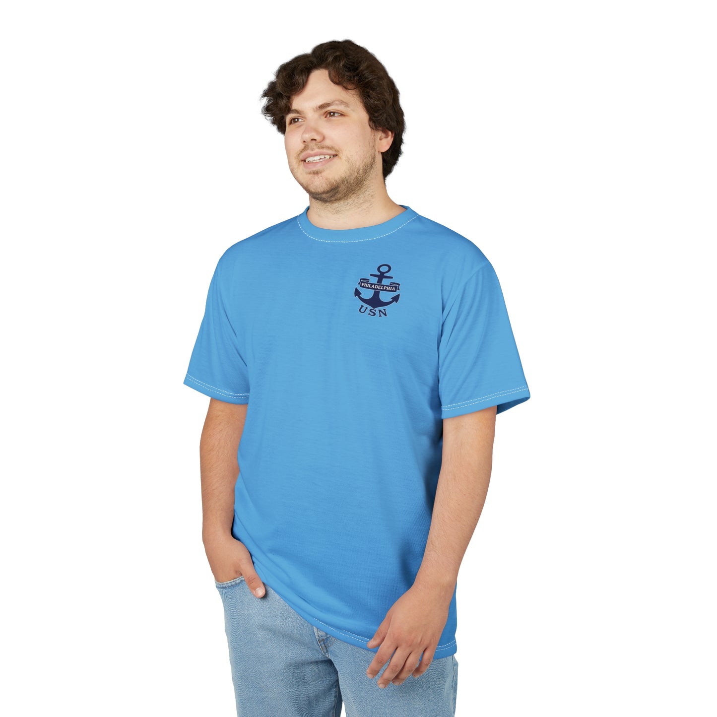 "USN Anchor", Unisex T-shirt (Atlantic Sky)