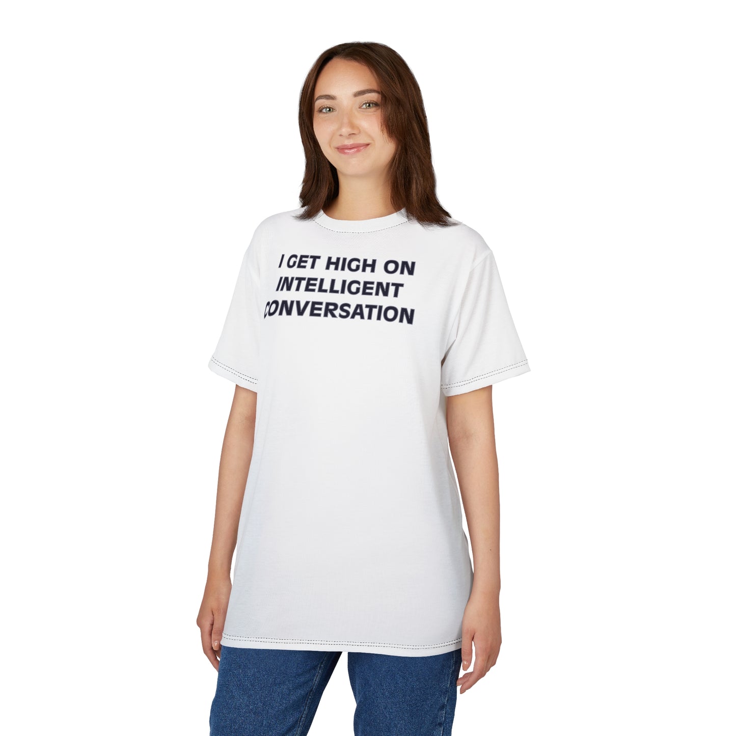 "Intelligent Conversation", Unisex T-shirt (White)