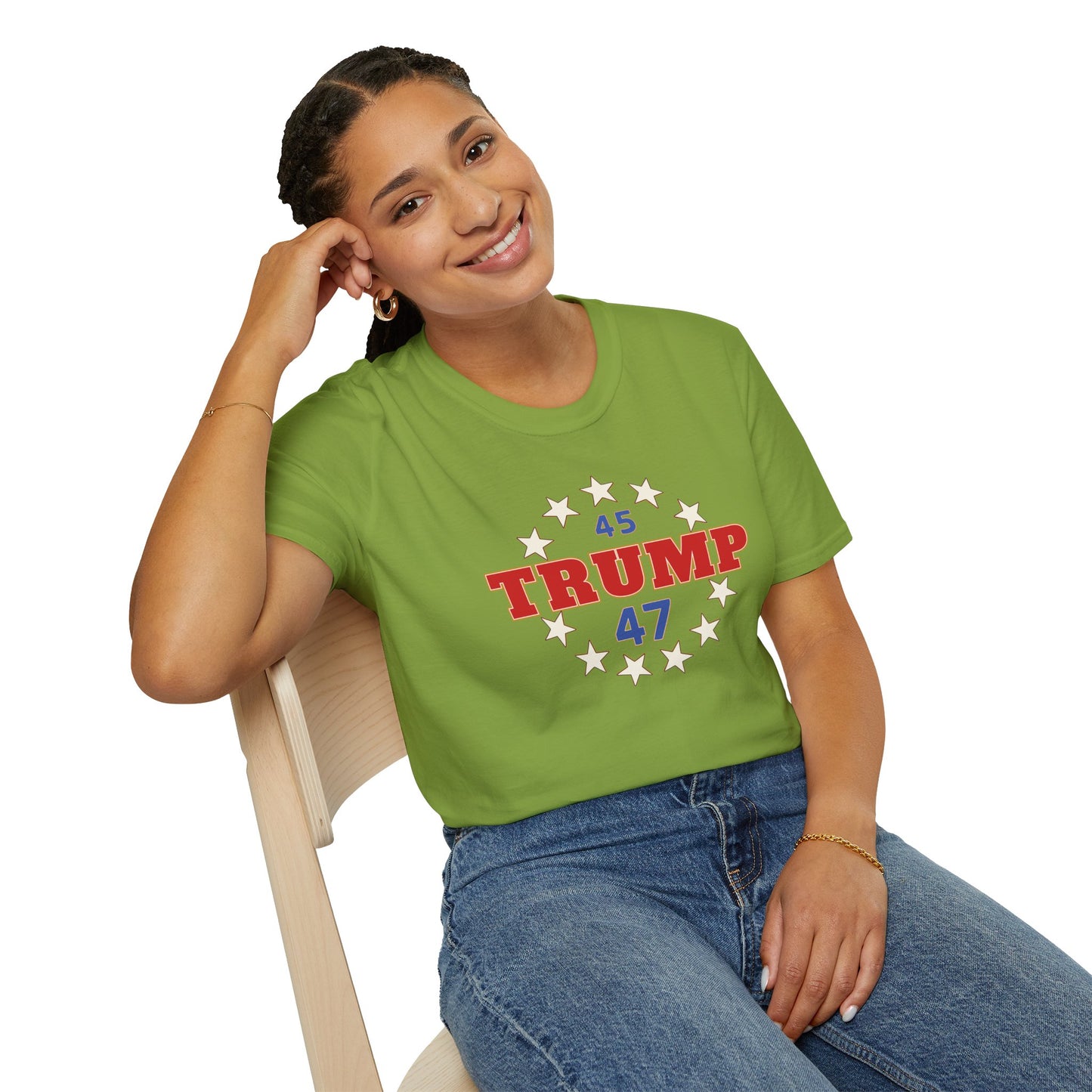 "Trump 45-47 Circle of Stars", Unisex Softstyle T-Shirt