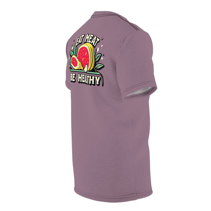 "Eat Meat & Be Healthy", Unisex T-shirt (Mountbatten Pink)