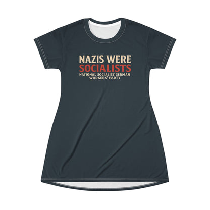 "Nazis were Socialists", T-Shirt Dress (Blue Whale)