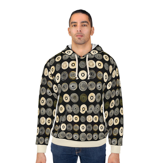 "Punk Polka", Unisex Wearable Art Pullover Hoodie (Iced Almond Cuffs)