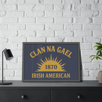 "Clan na Gael - Irish American", Framed Paper Poster (Blue Burka Grey)