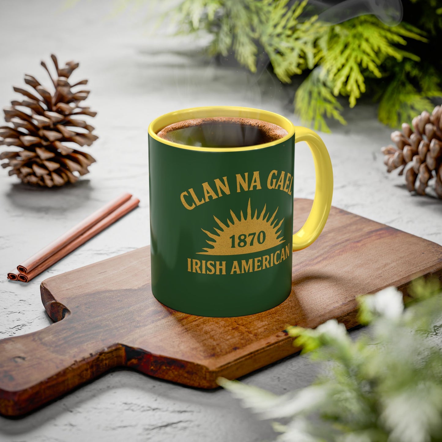 "Clan na Gael - Irish American", Colorful Mugs (11oz, 15oz) (Brithemain Green)