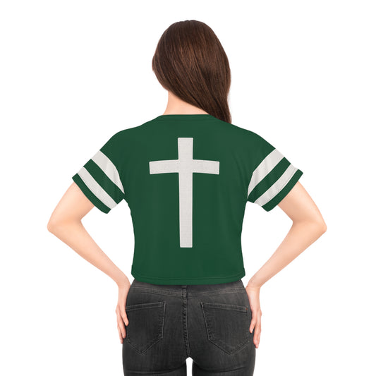 "Faith Overcomes Fear", Crop Tee (Evergreen)