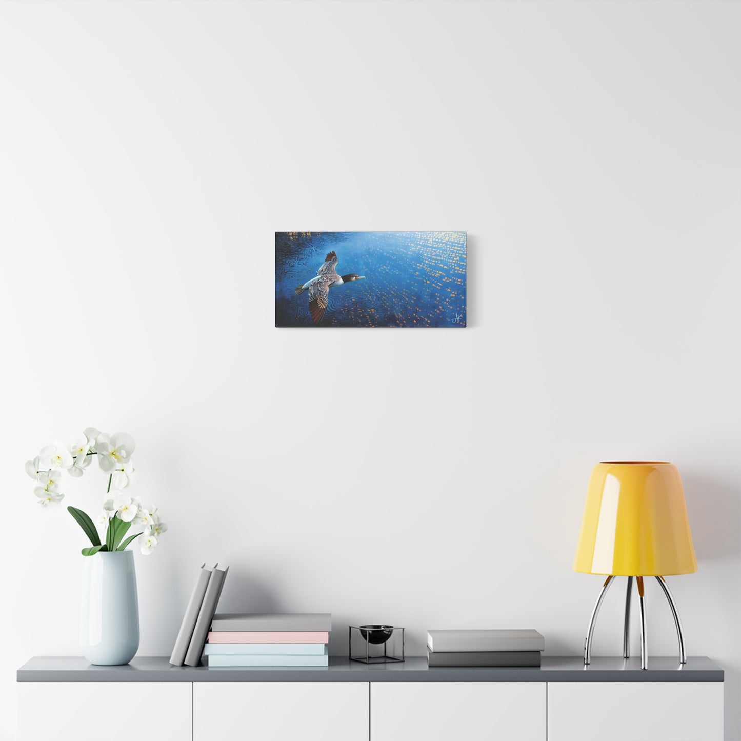 "Sky Kin III – Gannet Above the Tidal Script", Fine Art Matte Canvas, Stretched, 1.25"