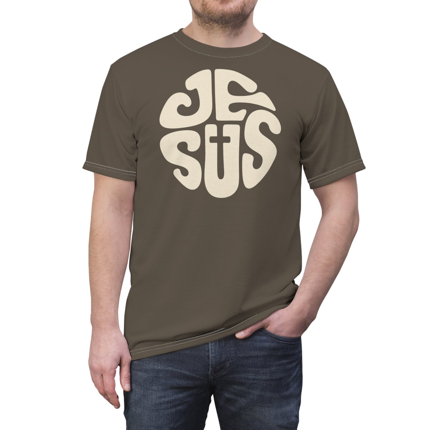 "Retro Jesus", Unisex T-shirt (Beaver Pelt)