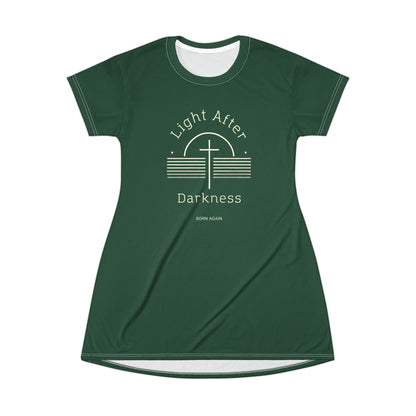 "Light After Darkness - Born Again", T-Shirt Dress (Evergreen)