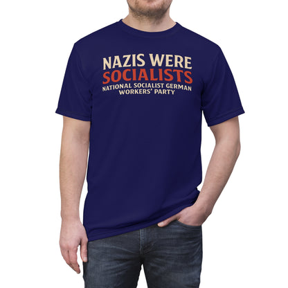 "Nazis were Socialists", Unisex T-shirt (Obsidian Blue)