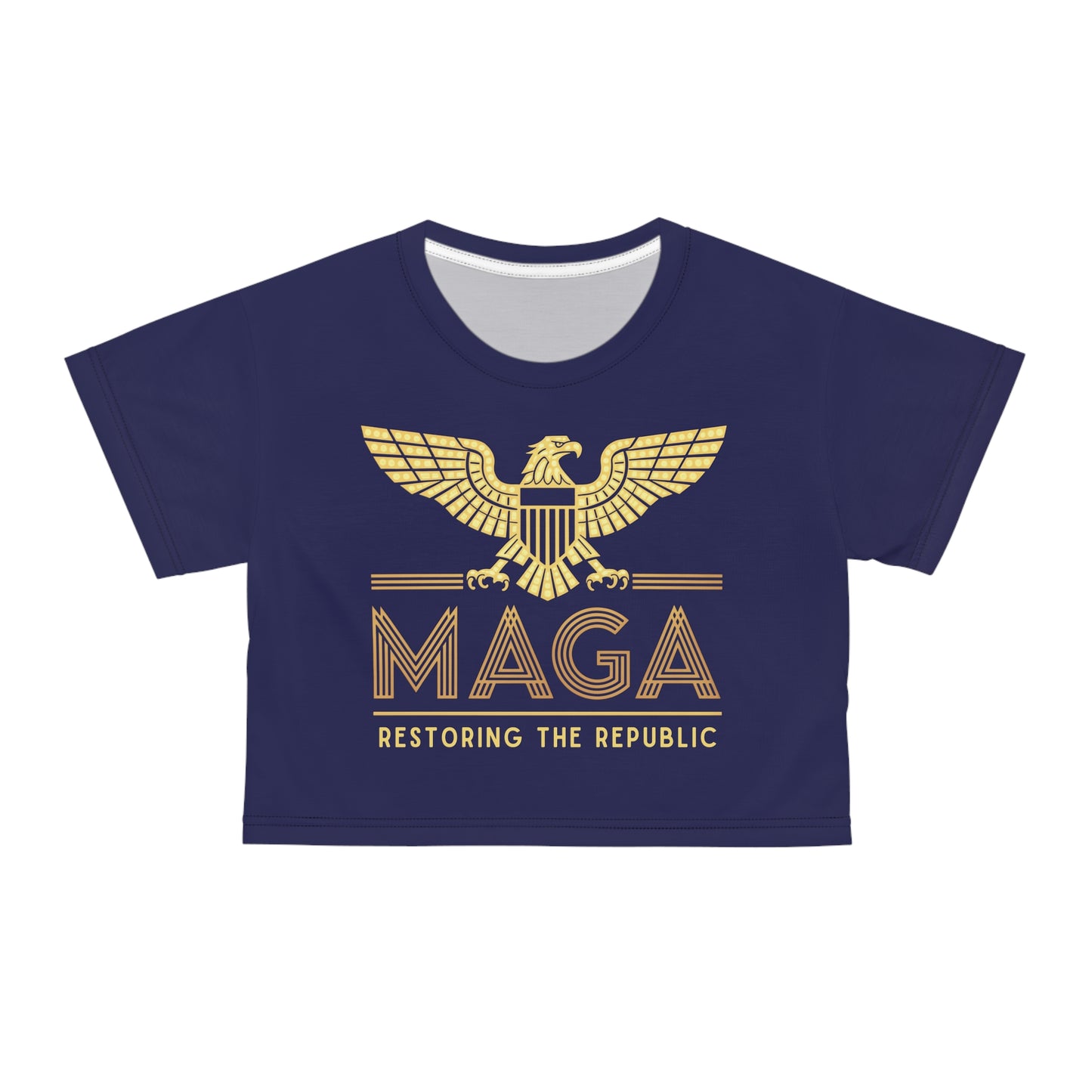 "MAGA - Restoring the Republic", Crop Tee (Obsidian Blue)