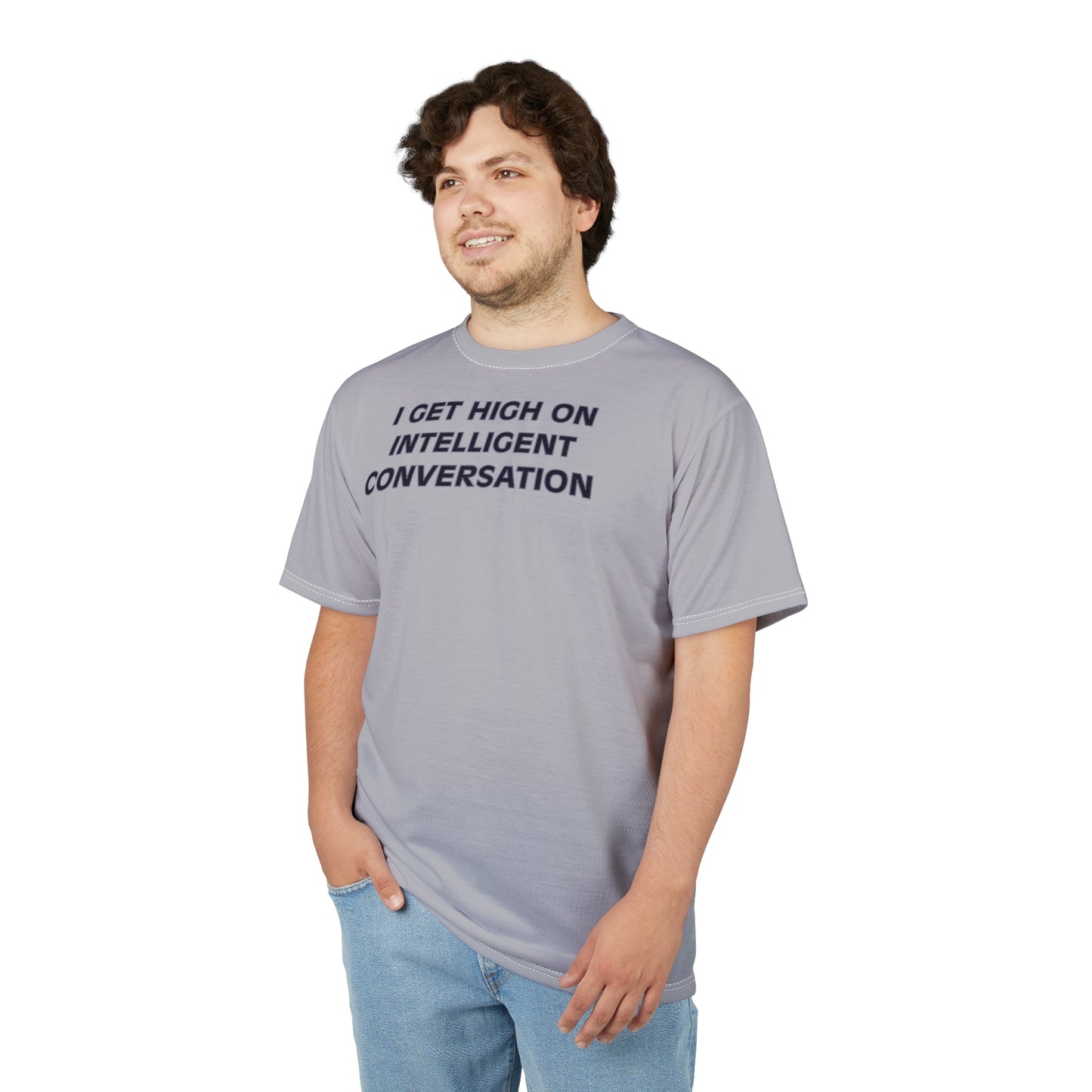 "Intelligent Conversation", Unisex T-shirt (Moonwalk Grey)