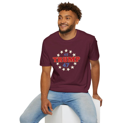 "Trump 45-47 Circle of Stars", Unisex Softstyle T-Shirt