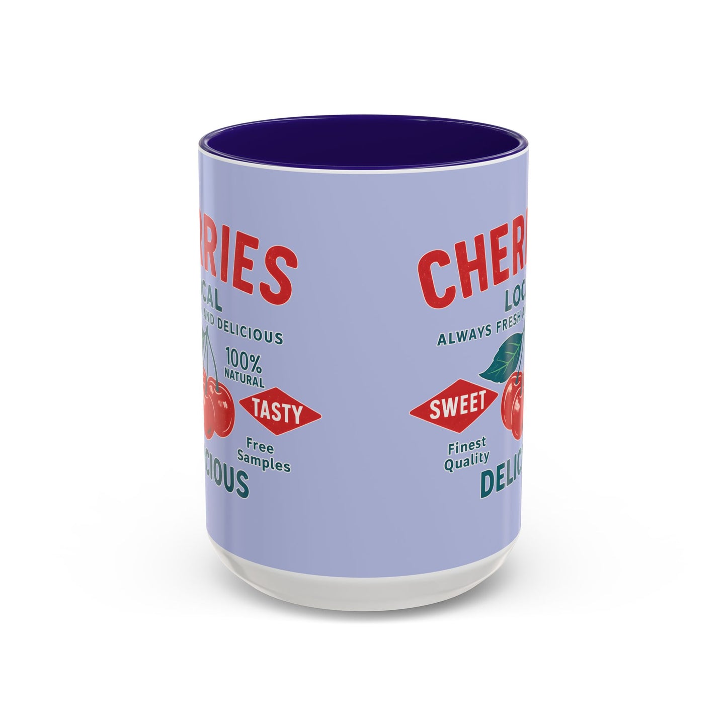 "Delicious Cherries", Colorful Mugs (11oz, 15oz) (Retro Periwinkle)