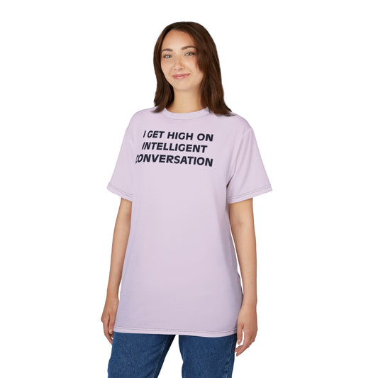 "Intelligent Conversation", Unisex T-shirt (Sheer Lavender)