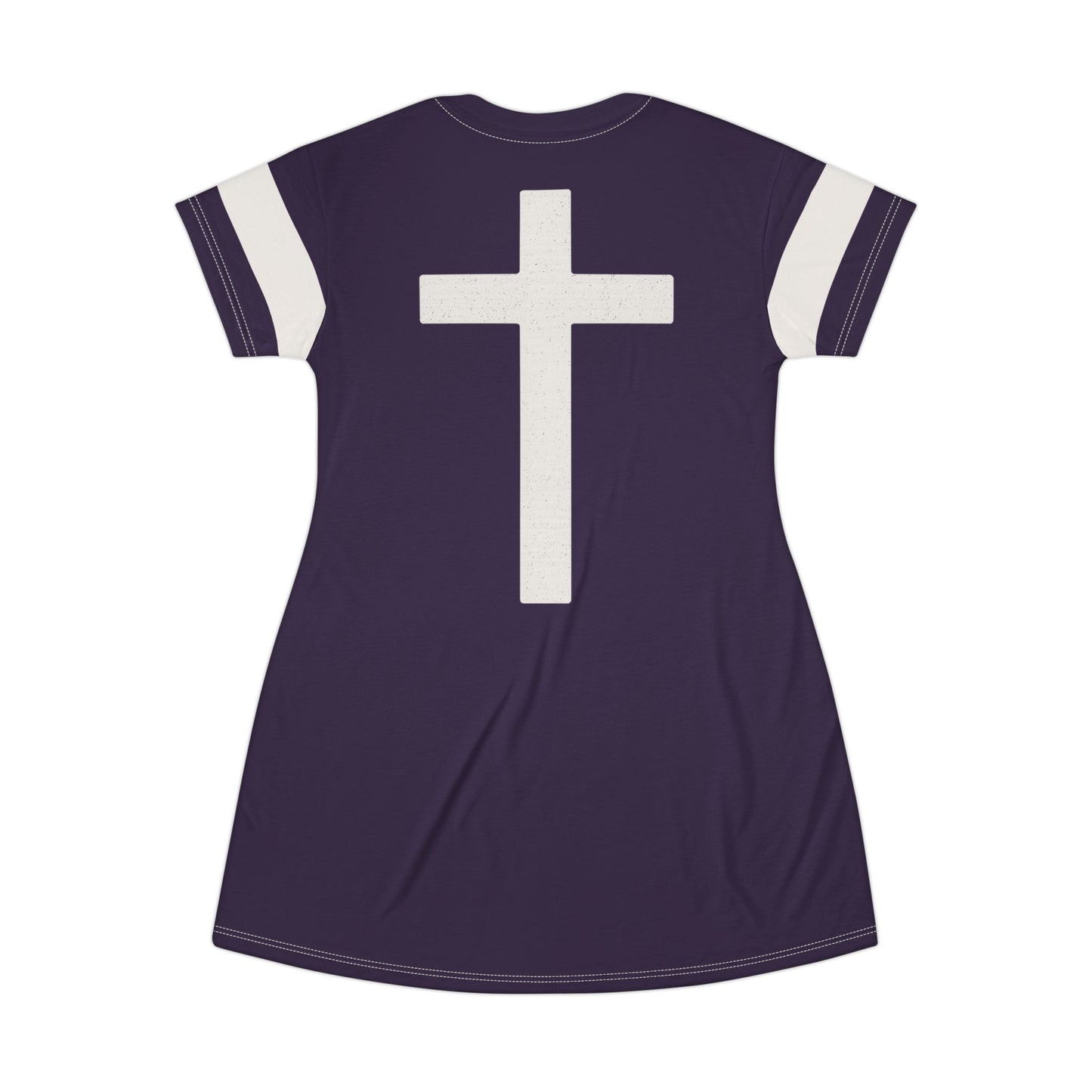 "Faith Overcomes Fear", T-Shirt Dress (Academic Purple)