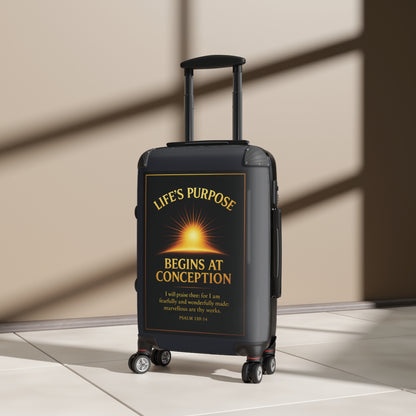 "Life's Purpose, Psalm 139:14", Suitcase (Black Denim)