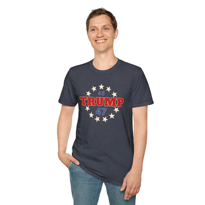 "Trump 45-47 Circle of Stars", Unisex Softstyle T-Shirt