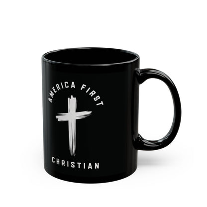 "America First Christian" #05, Black Mug (11oz & 15oz)