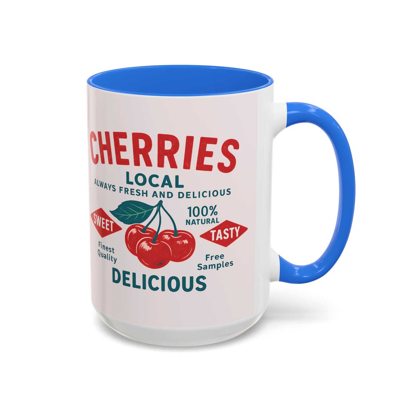 "Delicious Cherries", Colorful Mugs (11oz, 15oz) (Sea Salt Sherbet)