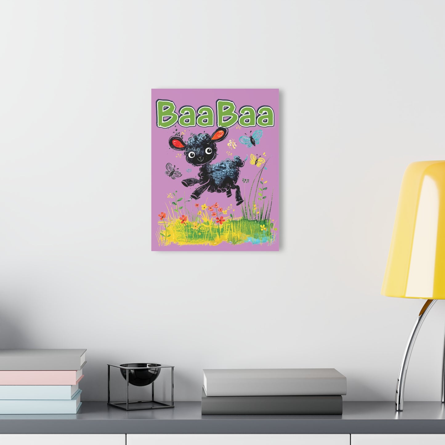 "Baa Baa Black Sheep", Acrylic Wall Prints (French Cleat Hanging) (Sanctified Petal)