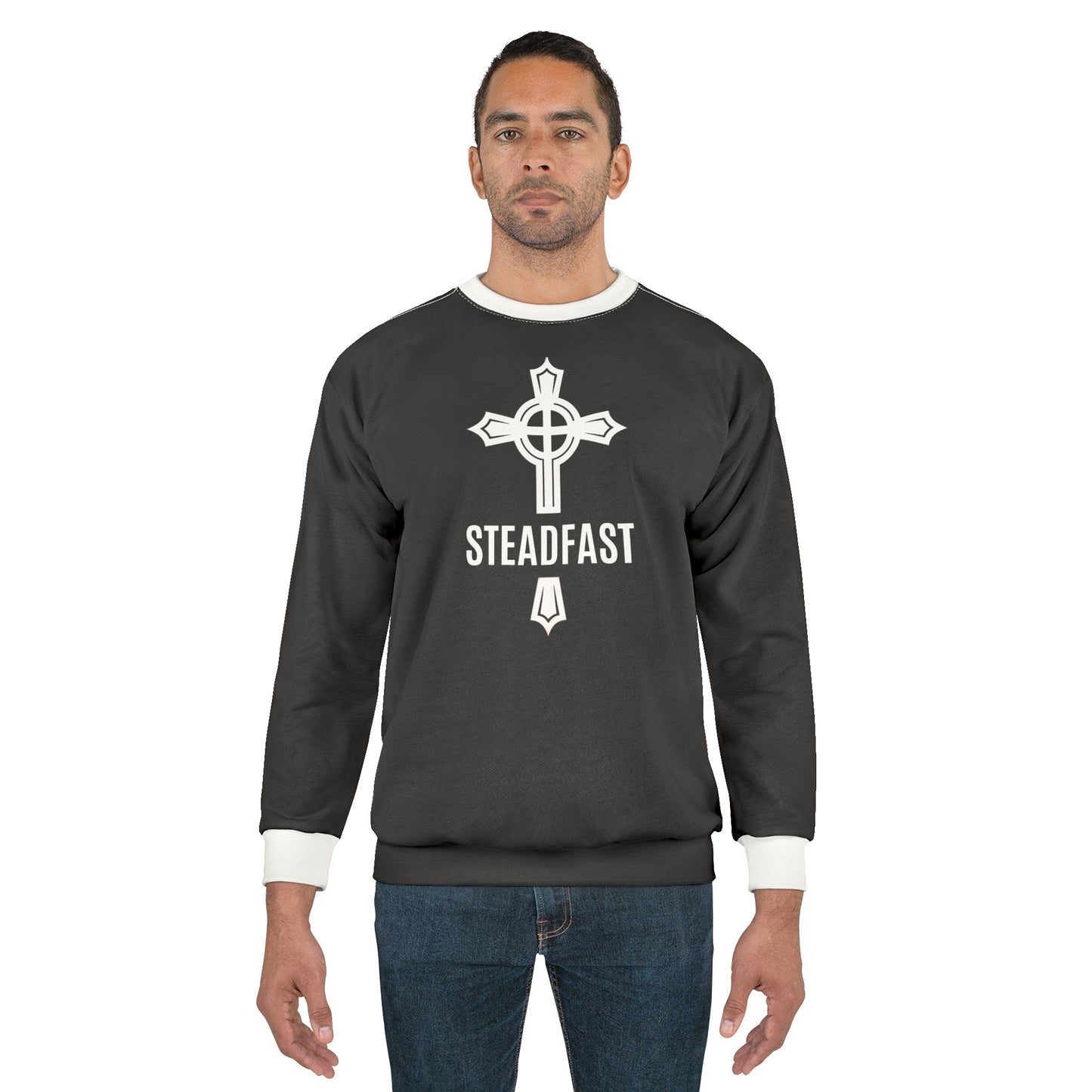 "Steadfast Cross", Unisex Sweatshirt (Void Black)