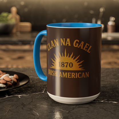 "Clan na Gael - Irish American", Colorful Mugs (11oz, 15oz) (Wild Boar Brown)