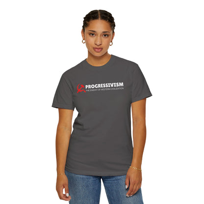 "Progressivism - Enemy of Western Civilization", Unisex T-shirt (Dark Colors)