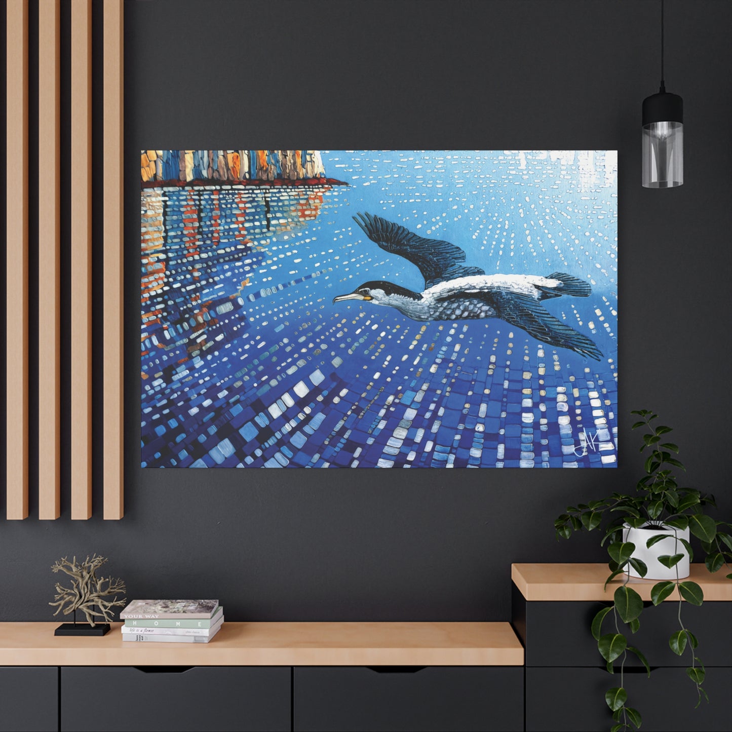 "Sky Kin I – Gannet Over the Reflecting Stack", Fine Art Matte Canvas, Stretched, 1.25"
