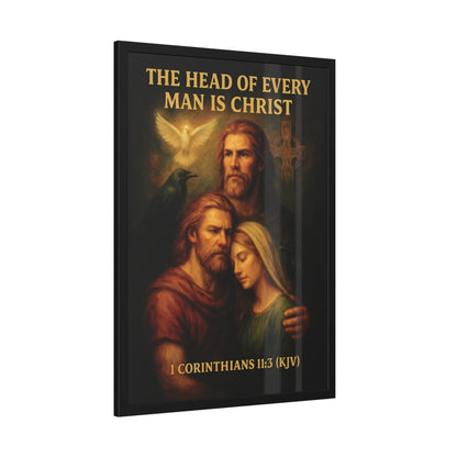 "1 Corinthians 11:3 (KJV)", Framed Paper Poster (Shadow Black)