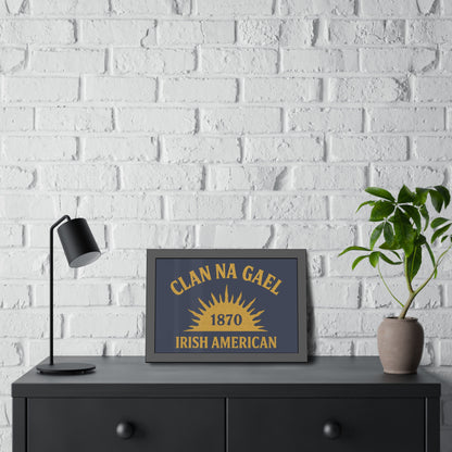 "Clan na Gael - Irish American", Framed Paper Poster (Blue Burka Grey)