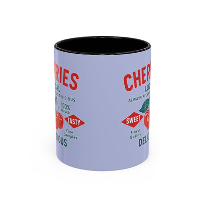 "Delicious Cherries", Colorful Mugs (11oz, 15oz) (Retro Periwinkle)