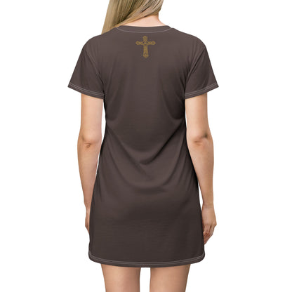 "Clan na Gael - Irish American", T-Shirt Dress (Wild Boar Brown)