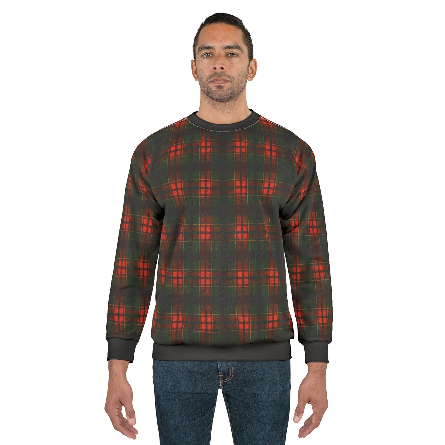 "Kilmor Brieve Tartan", Unisex Sweatshirt (Brieve Black Cuffs and Collar)