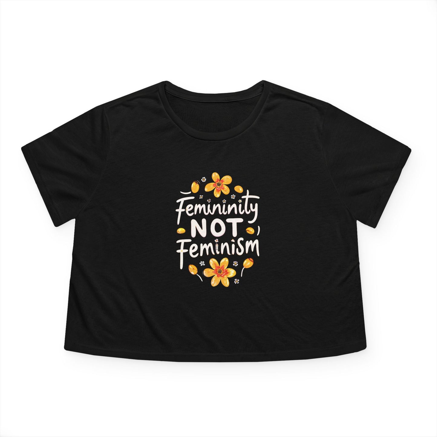 "Femininity not Feminism" #02, Hand-Style-Art Women's Flowy Cropped Tee