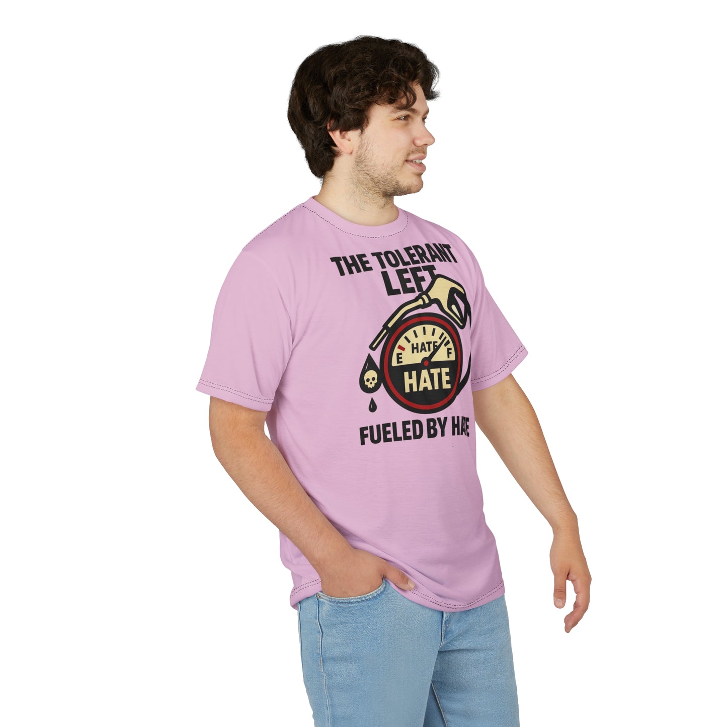 "The Tolerant Left", Unisex T-shirt (Abbey Veil Pink)