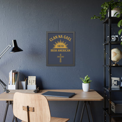 "Clan na Gael - Irish American", Framed Paper Poster (Blue Burka Grey)