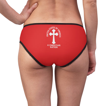 "USA - A Christian Nation" #04, Women's Briefs (Peterhouse Red)