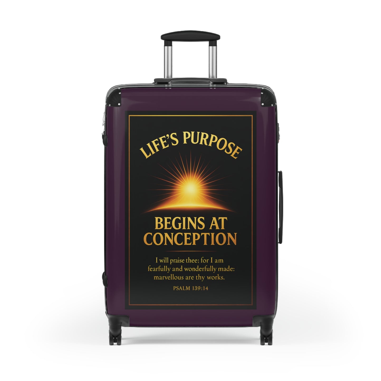 "Life's Purpose, Psalm 139:14", Suitcase (Synallactida Purple)