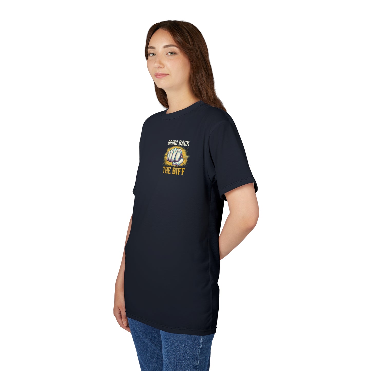 "Bring Back The Biff", Unisex T-shirt (Blackstone Blue)