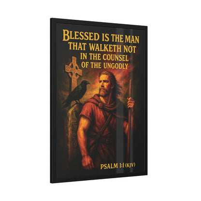 "Psalm 1:1 (KJV)", Framed Paper Poster (Peatshadow Black)