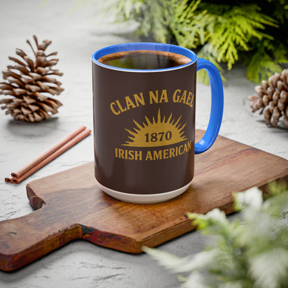 "Clan na Gael - Irish American", Colorful Mugs (11oz, 15oz) (Wild Boar Brown)